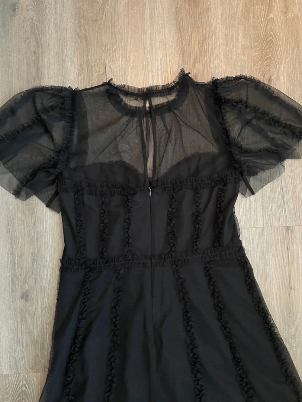 Boden Black Sheer Ruffle-Trim Maxi Dress - Picture 4 of 7